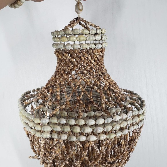 Vintage Puka Shell Chandelier Decor‎ Boho Retro Hanging 25" MCM Hippie - Picture 3 of 15